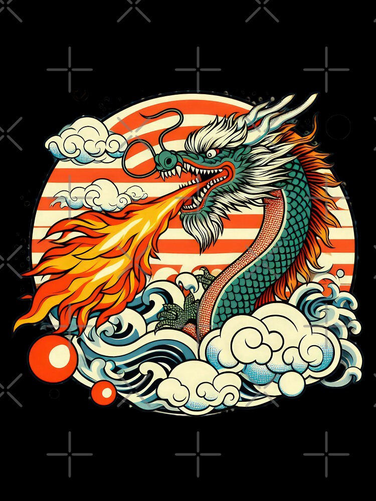 vintage Chinese Dragon Spits Fire by Expressions-Sel