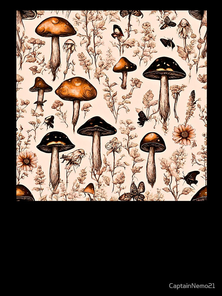 Dark Cottagecore Whimsigoth Mushroom Pattern by CaptainNemo21