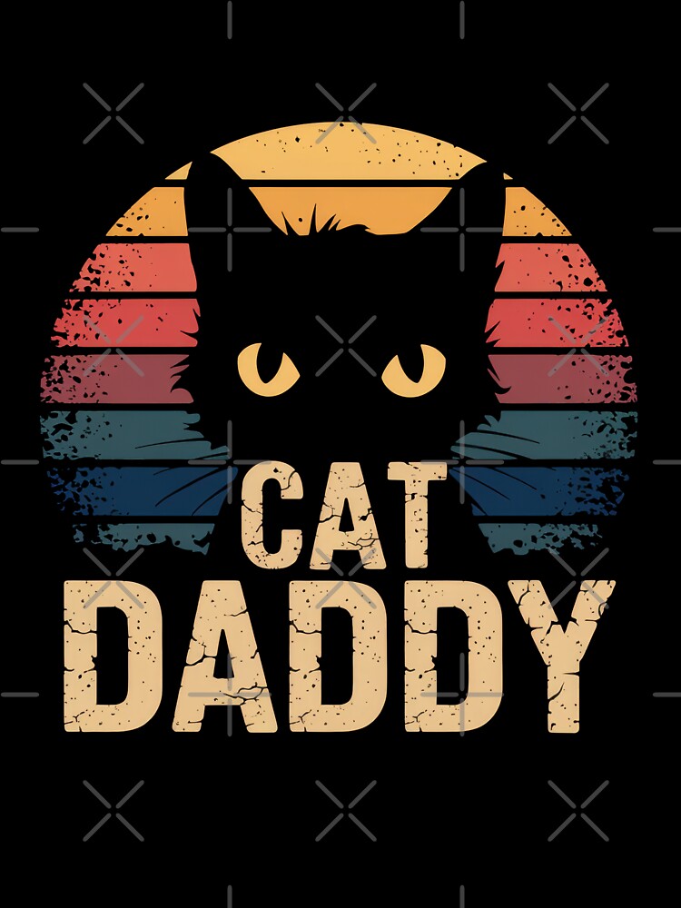 Cat Daddy Retro Sunset Black Cat Yellow Eyes Vintage by Hananiah Merch