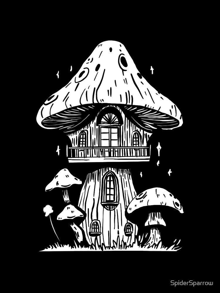 White Cottagecore Mushroom Cottage | Goth | Dark by SpiderSparrow
