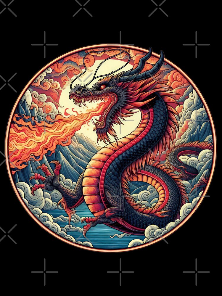 Night Fire dragon breathing fire vintage by Expressions-Sel