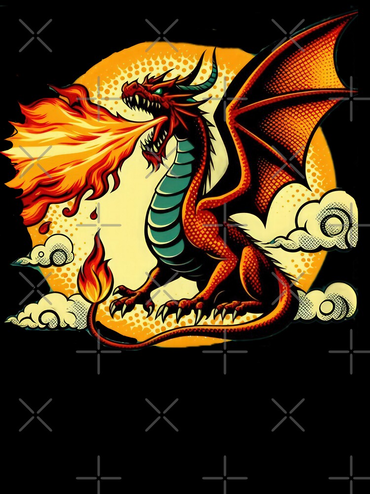 vintage  Fiery Outburst dragon breathing fire by Expressions-Sel