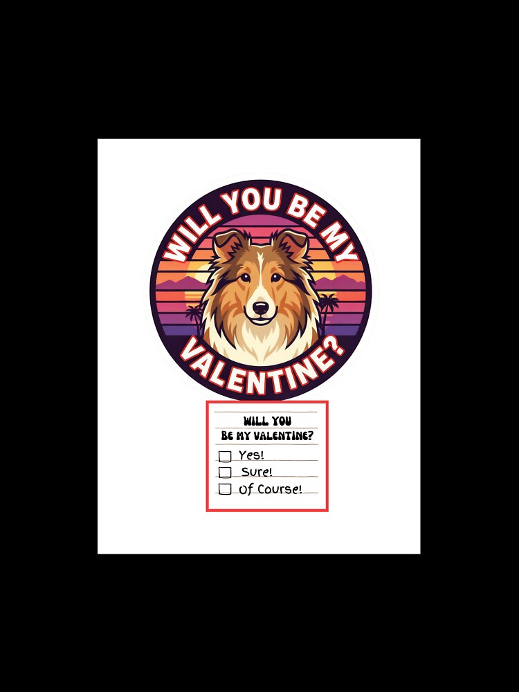 Adorable Watercolor Retro Shetland Sheepdog– Valentine’s Day Question by M1234s