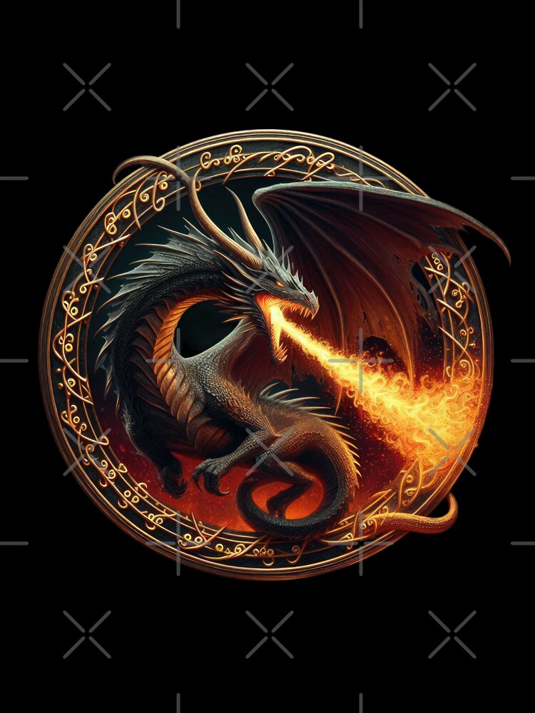 dragons breathing fire with gilded ornaments in a circle by Expressions-Sel