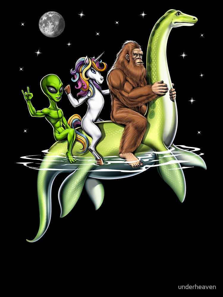 Cryptids Riding Loch Ness Monster by underheaven