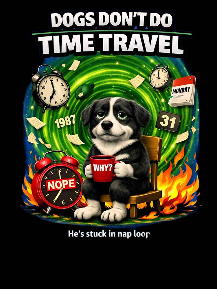 Dogs Don’t Do Time Travel – Funny 3D Dog Meme by Timeless Junction