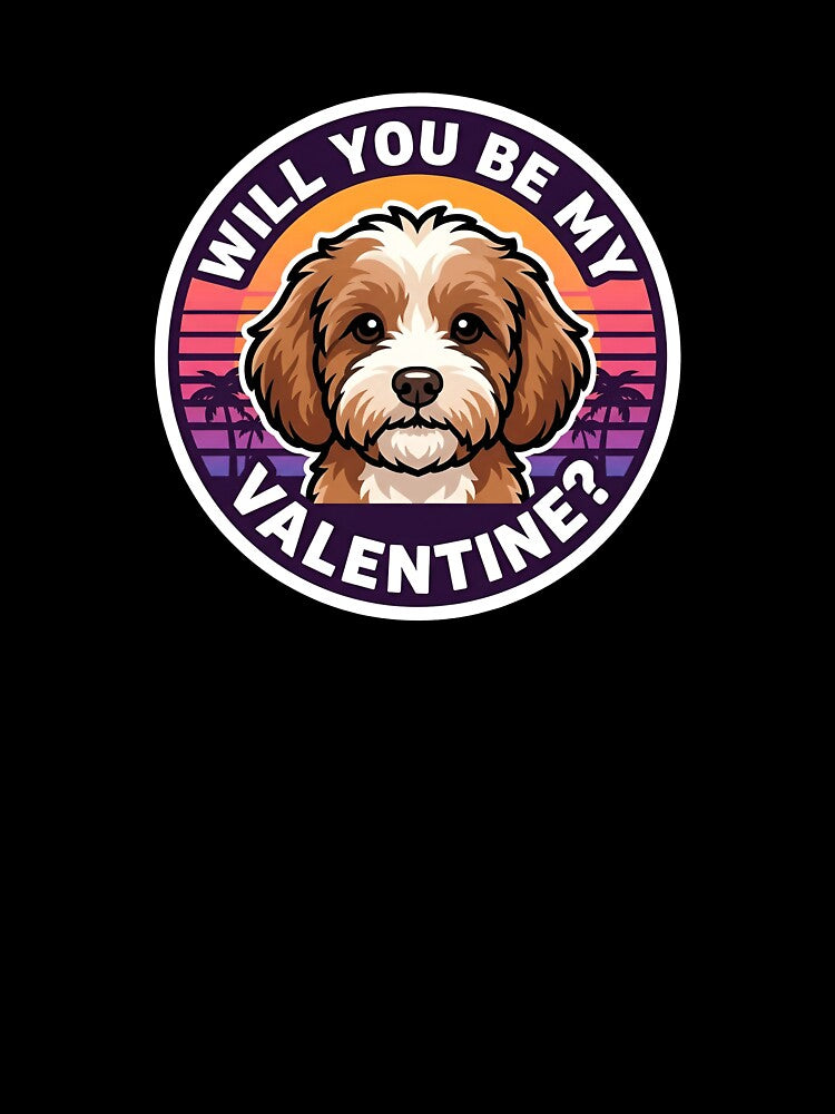 Retro Cavapoo Dog Valentine - Will You Be My Valentine? by M1234s