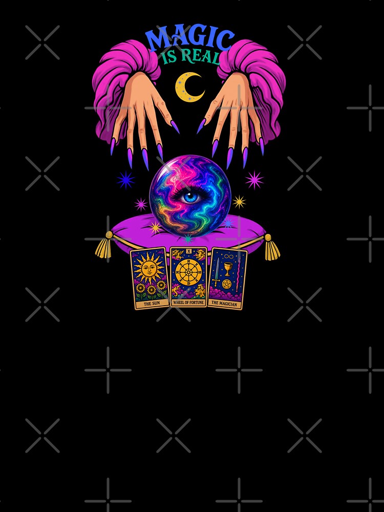 Magic Is Real Tarot Crystal Ball with Mystic Hands Aesthetic T-Shirt by Aimetoi