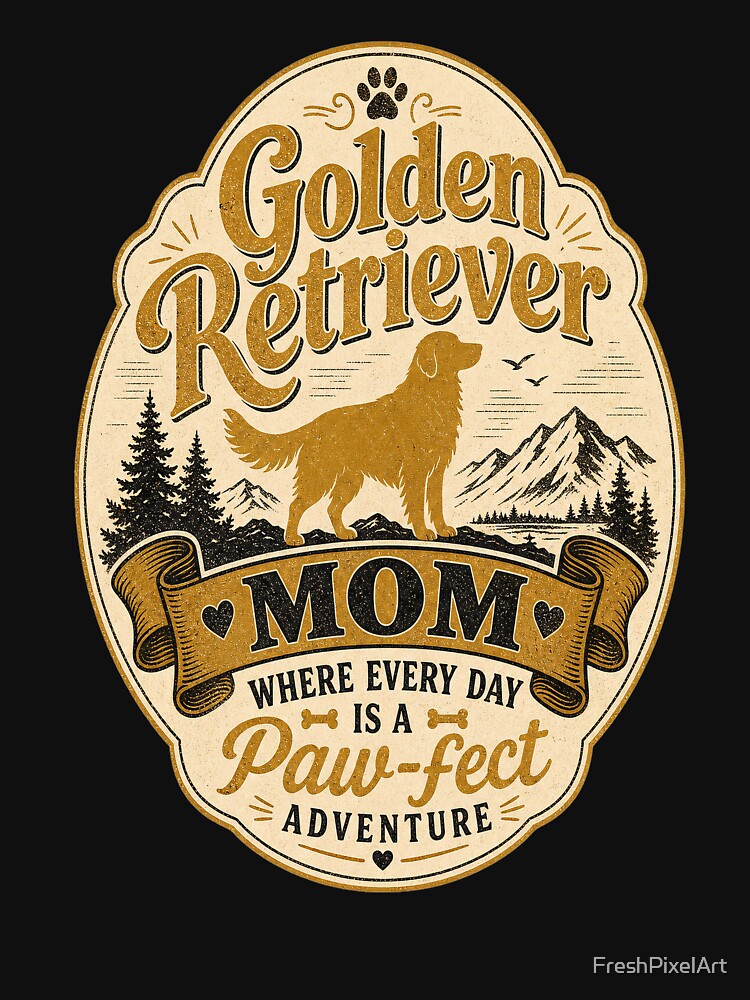 Golden Retriever Mom Vintage by FreshPixelArt
