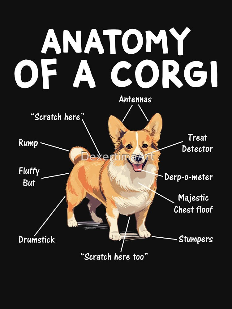 Anatomy Of A Corgi Funny Dog Lovers Men Women Boys Girls by DexertimaArt