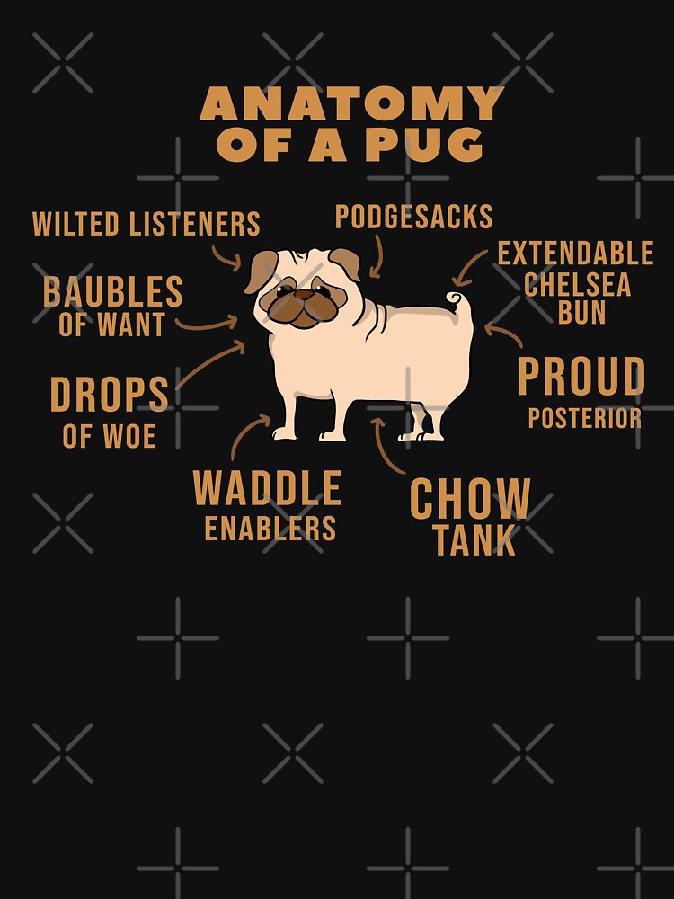 Cute Funny Pug Dog - Anatomy Of A Pug by PrintPress