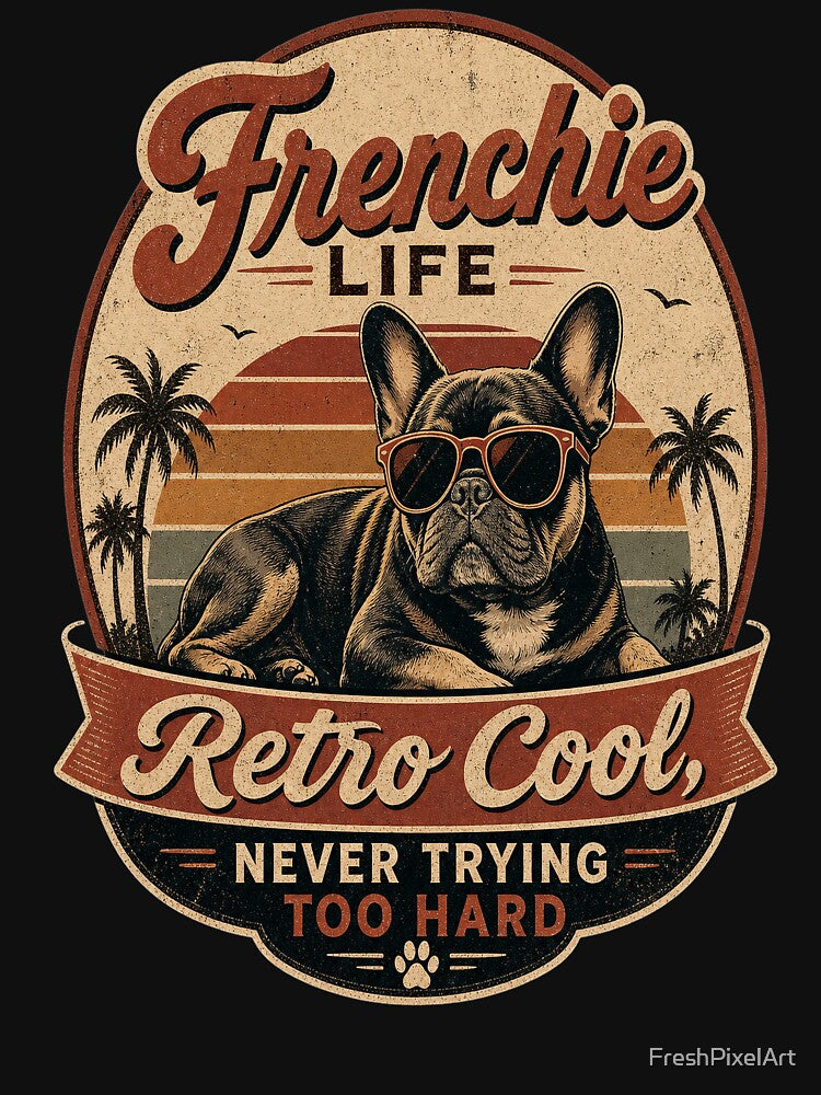 French Bulldog Retro Distressed by FreshPixelArt