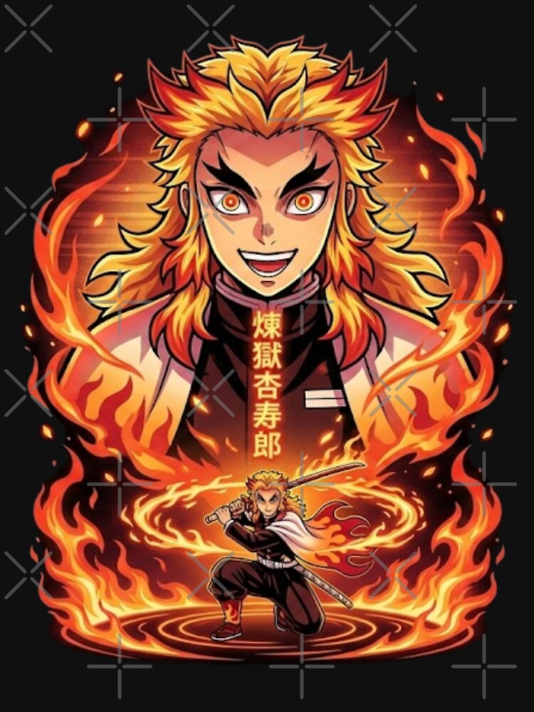 Kyojuro Rengoku Flame Hashira Neon Anime Art by Innova_Creations