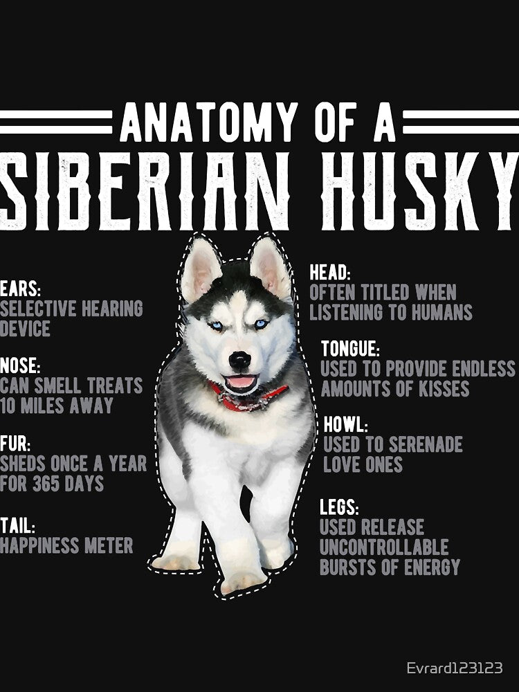 Anatomy of A Husky Siberian Dog Fans Tee by Evrard123123