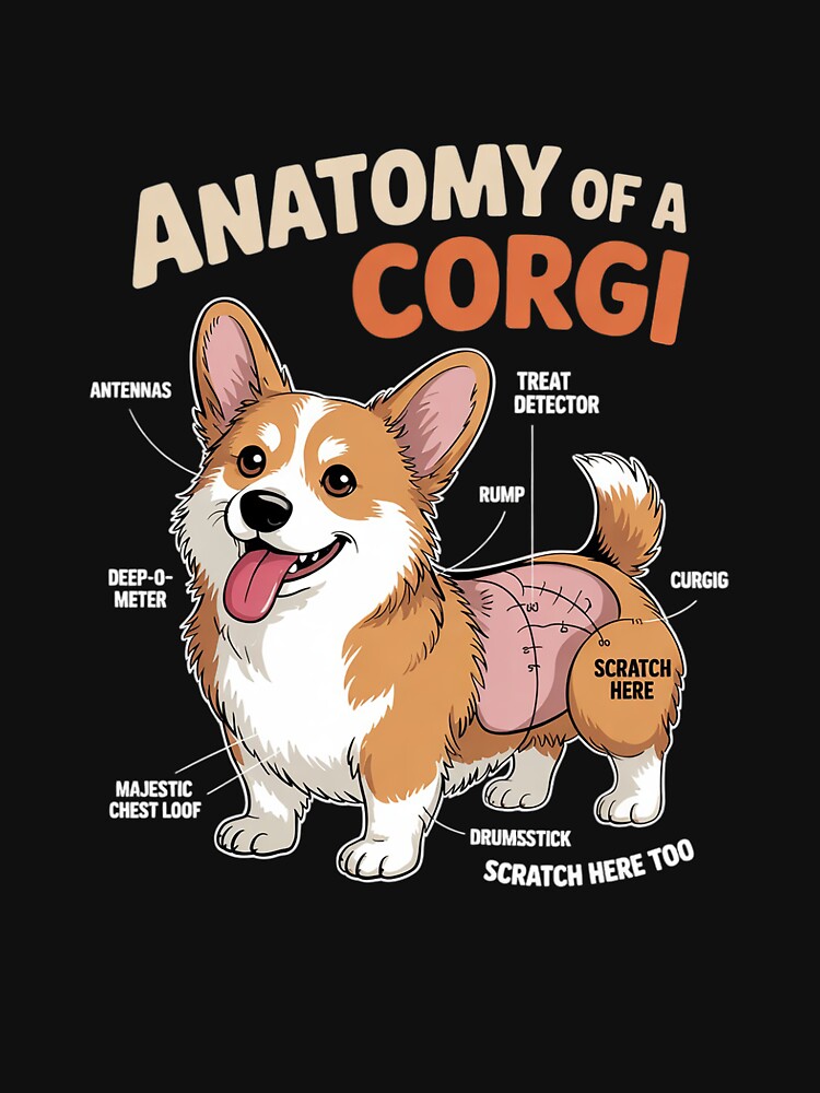 Anatomy of A Corgi Pet Dog Lover Men Women Kids by MarkLeedsArt