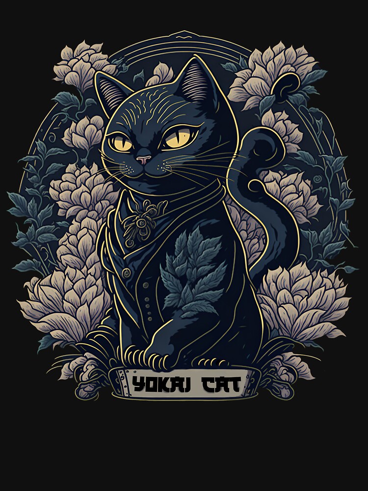 [Nuktia] Japanese Floral Yokai Cat by Nuktia-Dawn