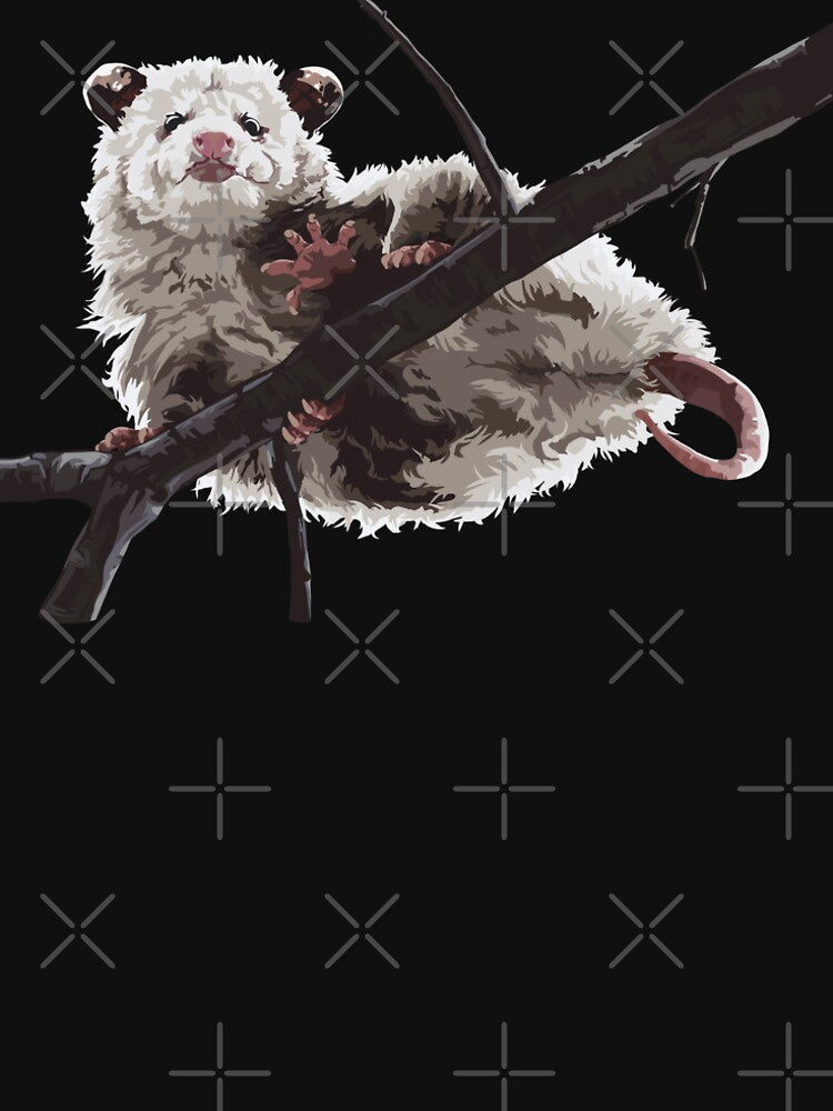 Opossum's butt on a branch, large print black edition by bye-then
