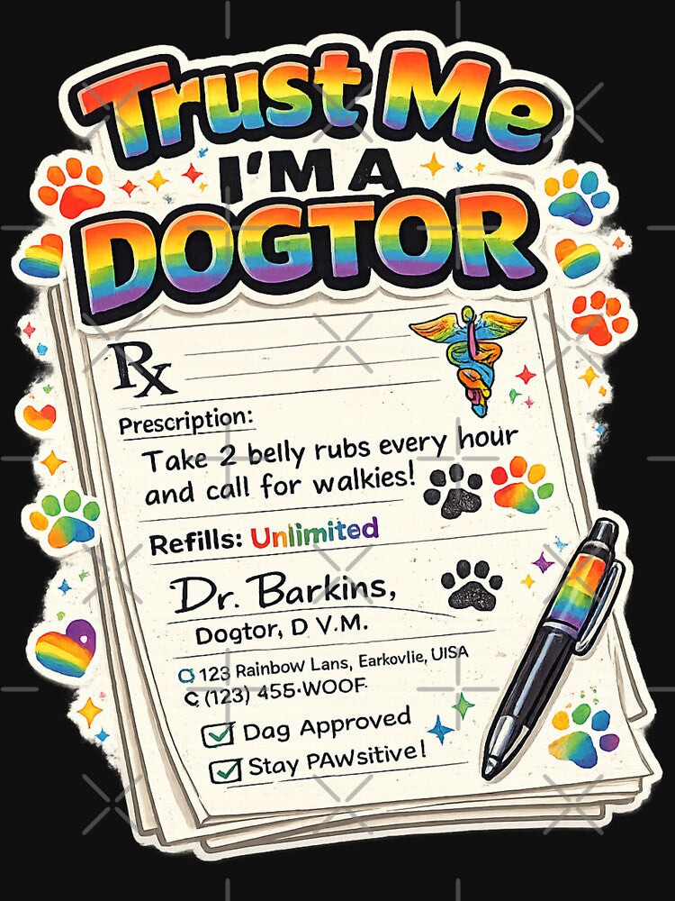 Trust Me I'm A Dogtor Funny Dog Prescription Pride Month Veterinary Humor Gift For Dog Owners And LGBTQ Allies by Im-Ara