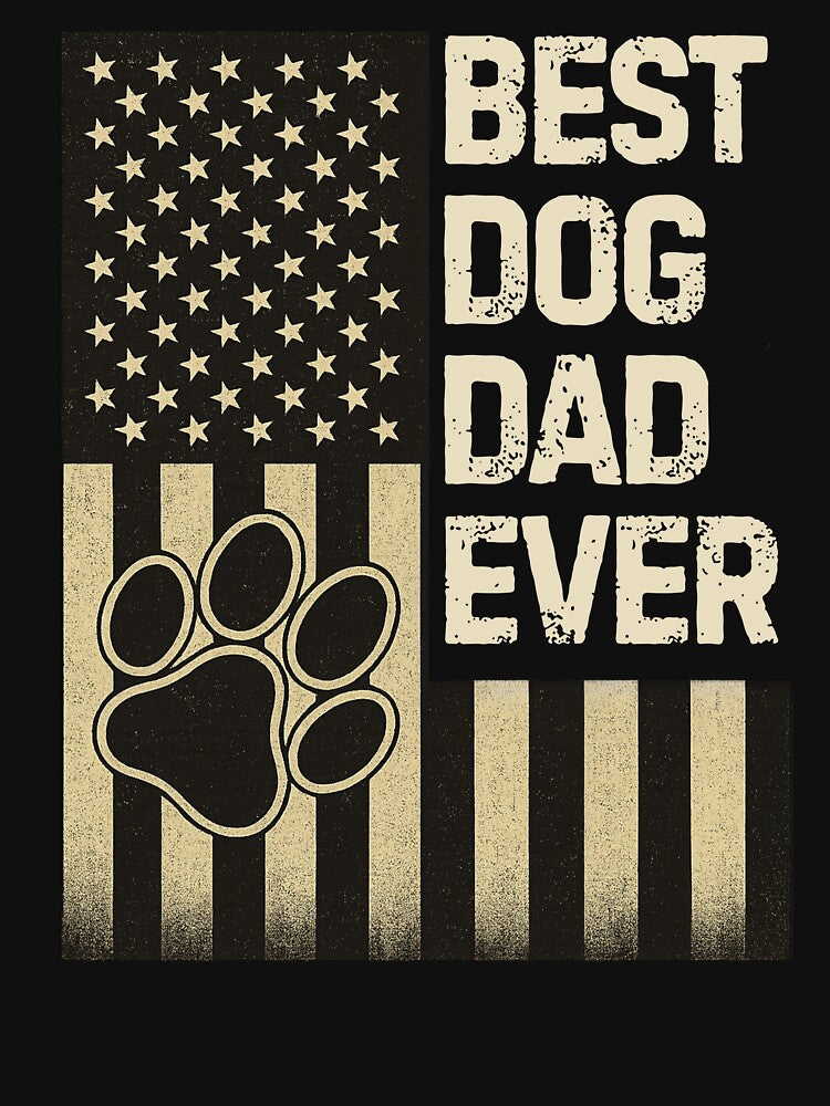 Best Dog Dad Ever American Flag Paw Print Design by flagylART