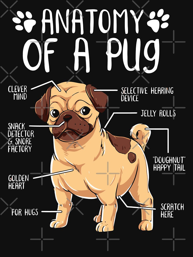 Anatomy of a Pug, Dog, Funny Pet, Paw by TRIPPYPRINTS