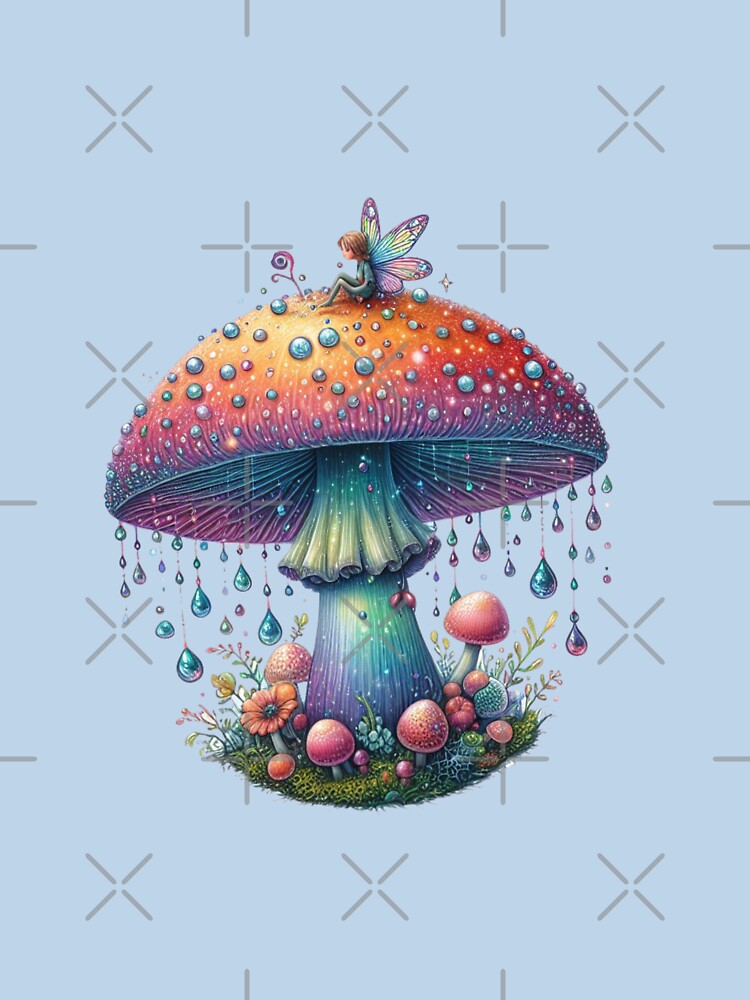 Magical Fairy Mushroom with Crystal Drops by NerdiPop