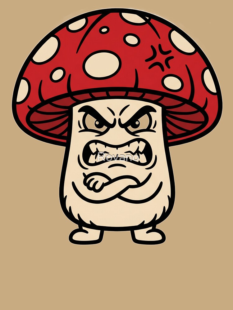 Angry Mushroom Character Cartoon | Funny Forest Creature Design by Rovano