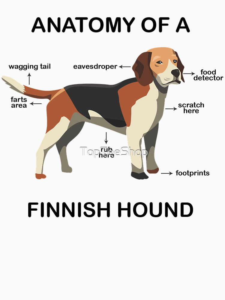 Funny Finnish Hound Anatomy of a Dog Breed by TopTeeShop