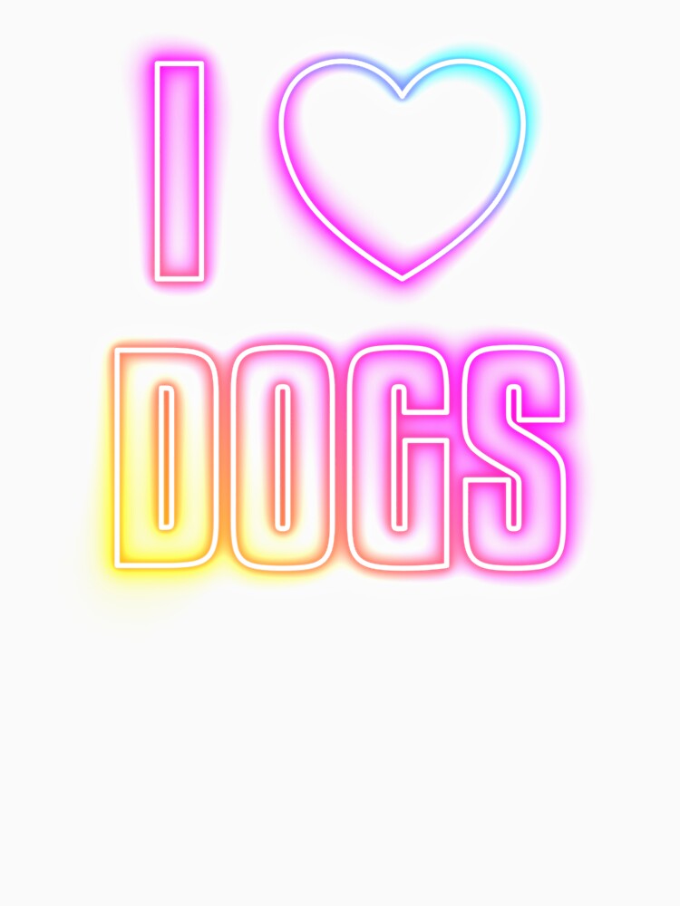 Neon Retrowave Outrun Text and Heart Icon - I Love Dogs by dylanxh