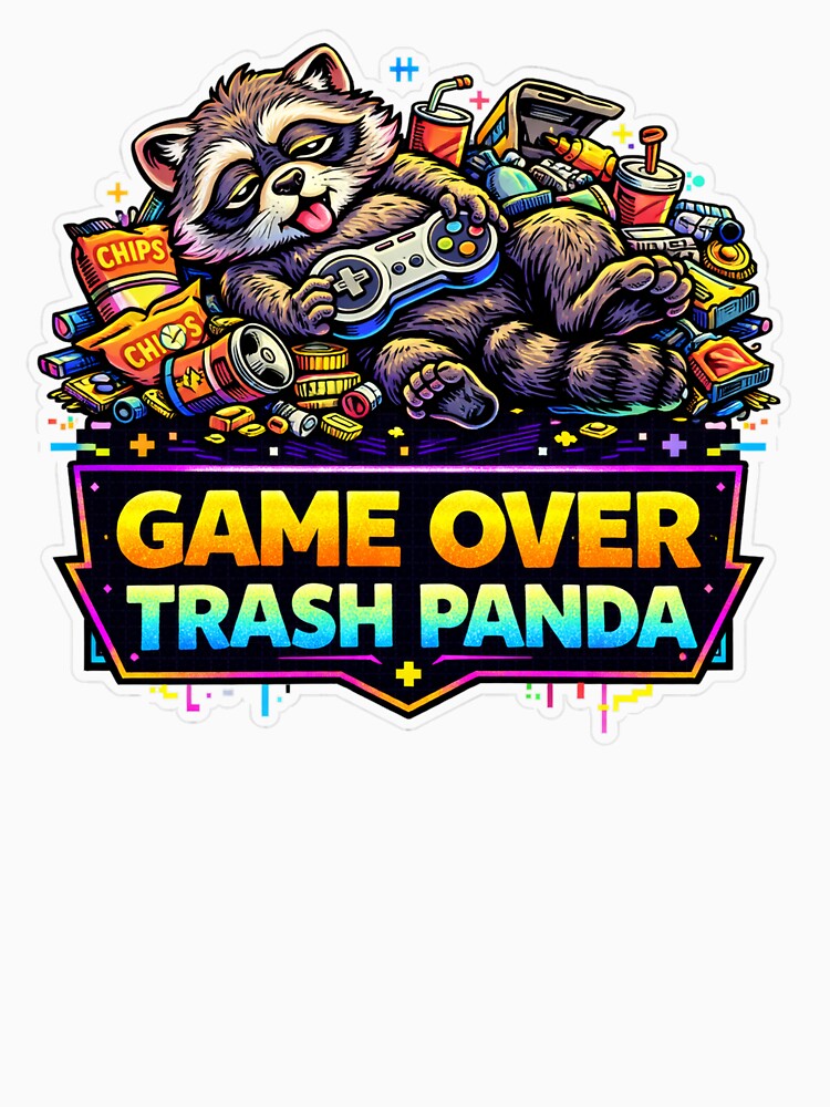 Game Over Trash Panda Shirt Funny Retro Gaming Raccoon Gamer Meme by ZEBBEDE - Minimal Streetwear