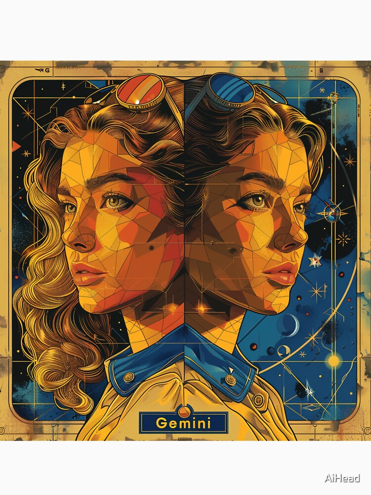 Vintage SciFi Style Gemini Zodiac Sign by AiHead