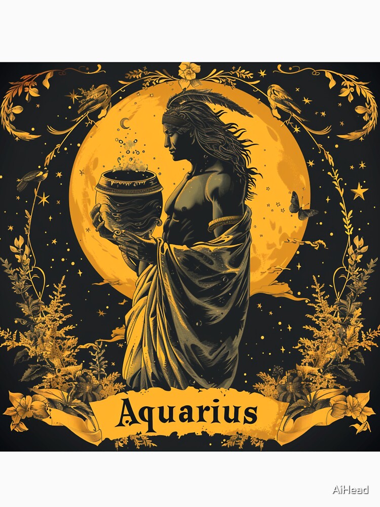 Vintage Style Aquarius Zodiac Sign by AiHead