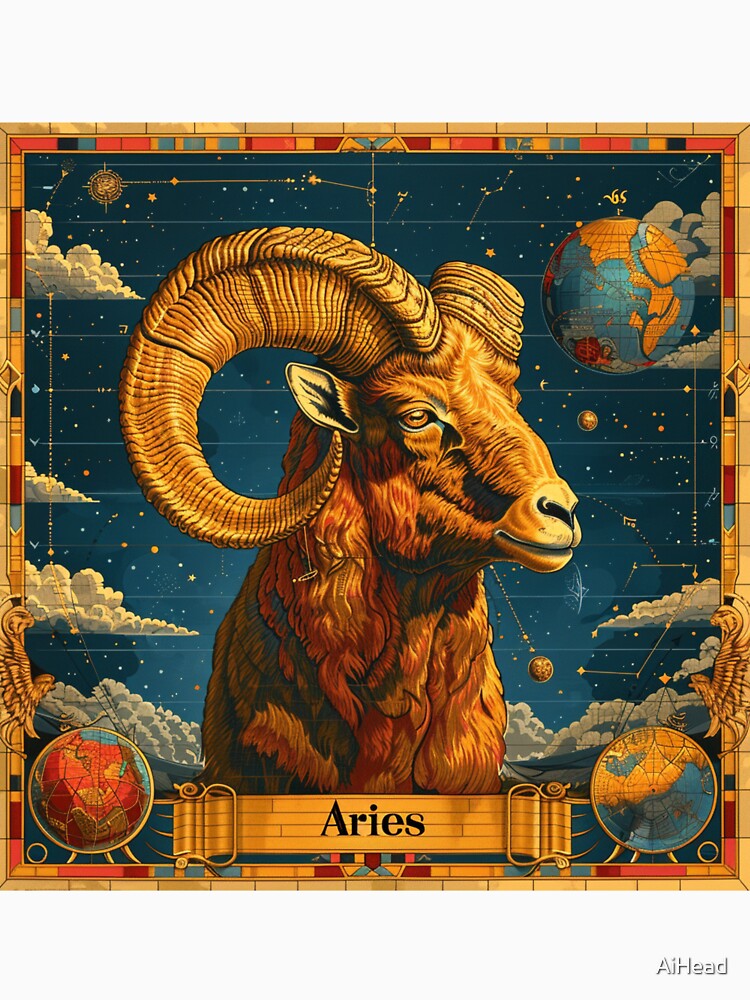 Vintage SciFi Style Aries Zodiac Sign by AiHead