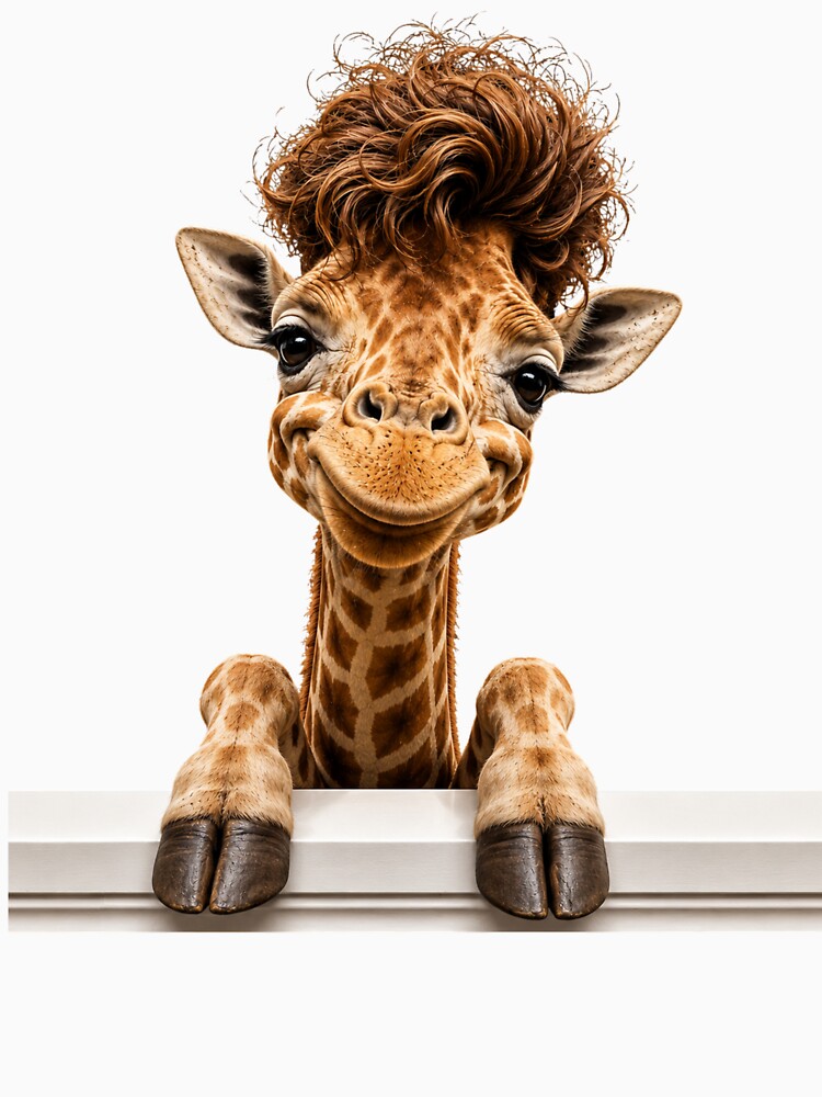 Curly Hair Giraffe – Funny Cute Animal with Style by MargaretaArt