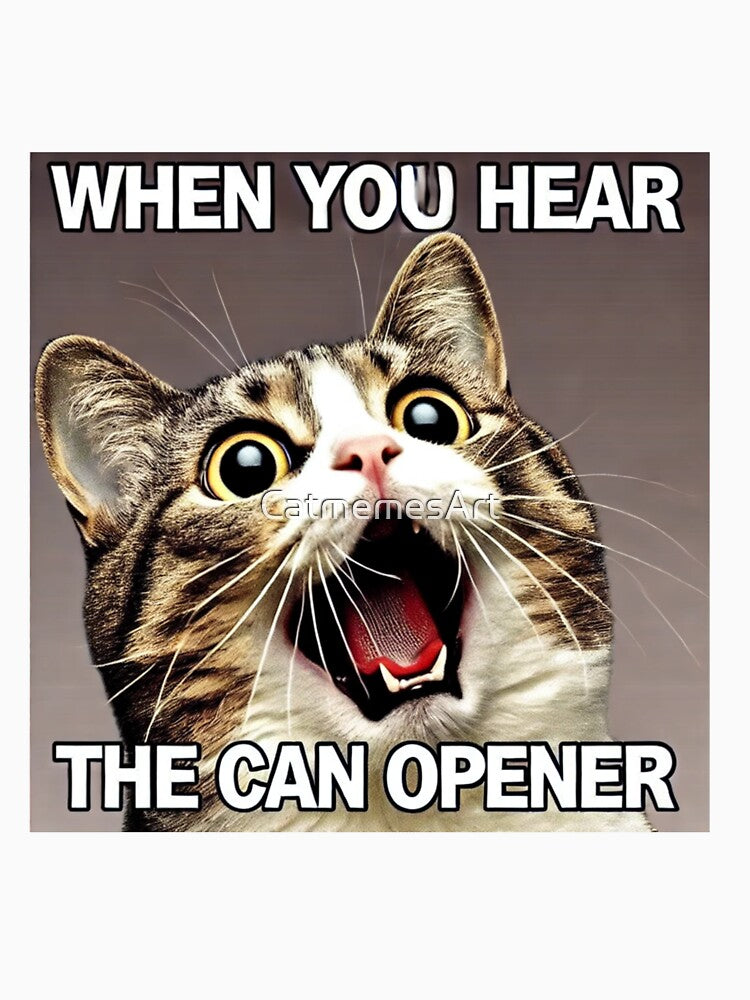 Funny Cat Screaming Meme - When You Hear the Can Opener by CatmemesArt