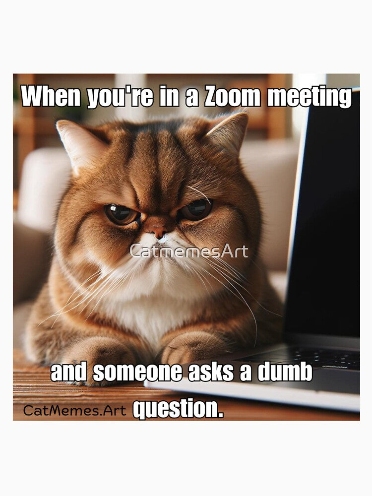 Grumpy Cat Meme - When You're in a Zoom Meeting by CatmemesArt