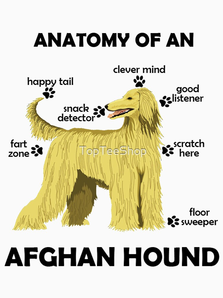 Funny Afghan Hound T-Shirt Anatomy of a Dog Breed by TopTeeShop