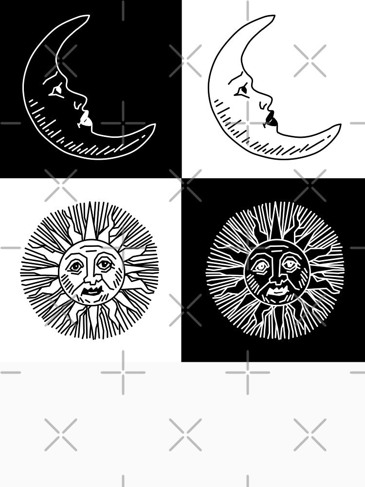 Black and White Sun and Moon by avejane