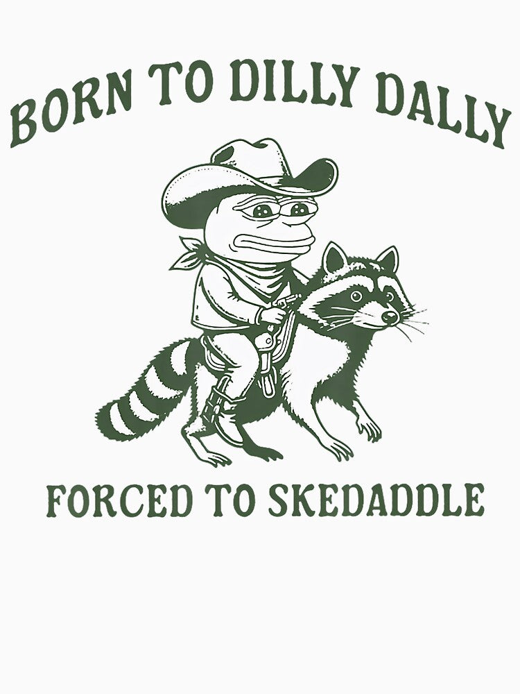 Vintage Raccoon Frog Born To Dilly Dally Forced To Skedaddle by Wisppiaa