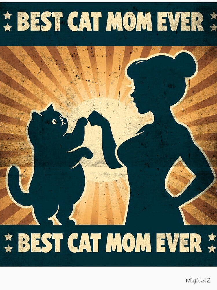 Retro Best Cat Mom Ever Fistbump Design by MigNetZ