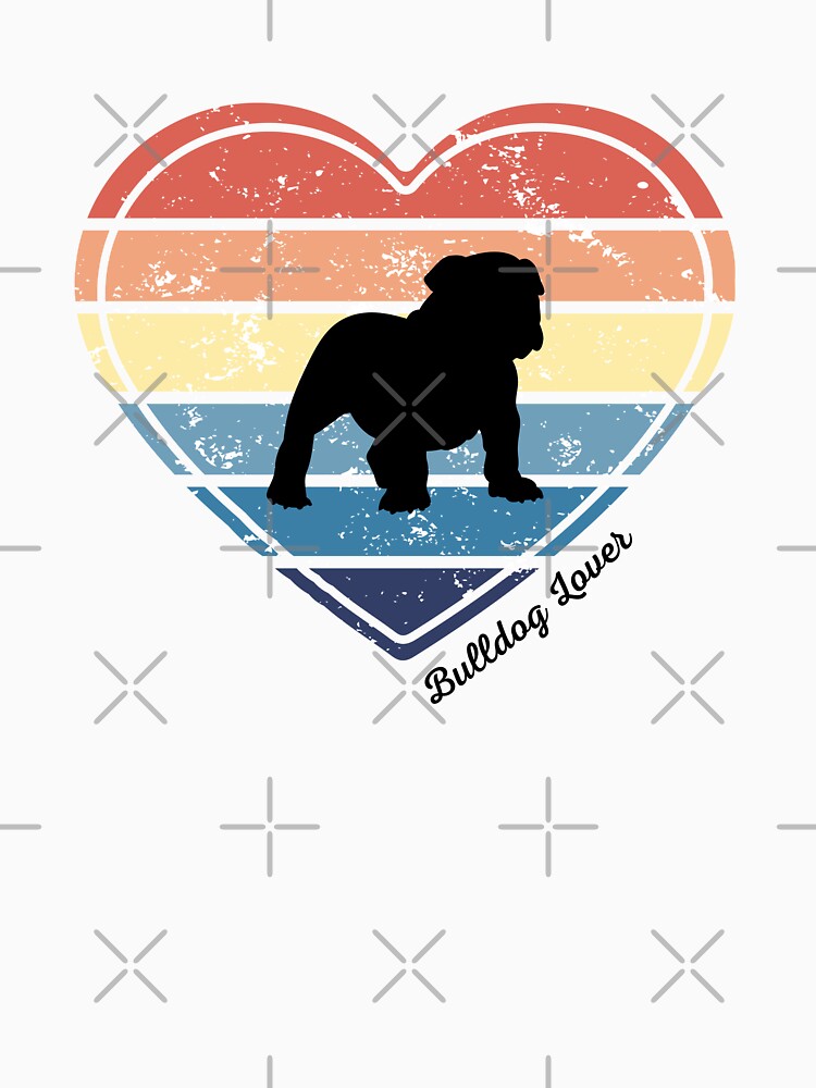 Bulldog Lover Retro Sunset Heart by Print-A-Joke