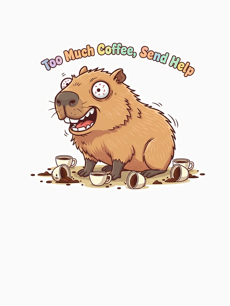 Capybara with Too Much Coffee – Funny Kawaii Animal by FRADEX STORE