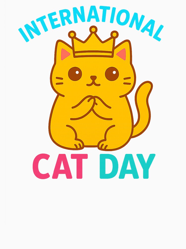 Majestic Cat with Crown – International Cat Day Cute Royal Kitty" by Printcora