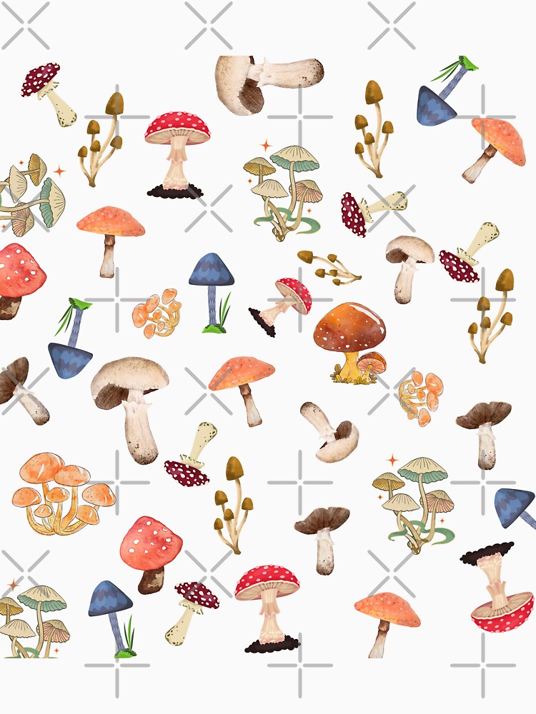 Mushrooms Pattern - Cute Funky Mushroom Pattern Art by MrGiftee