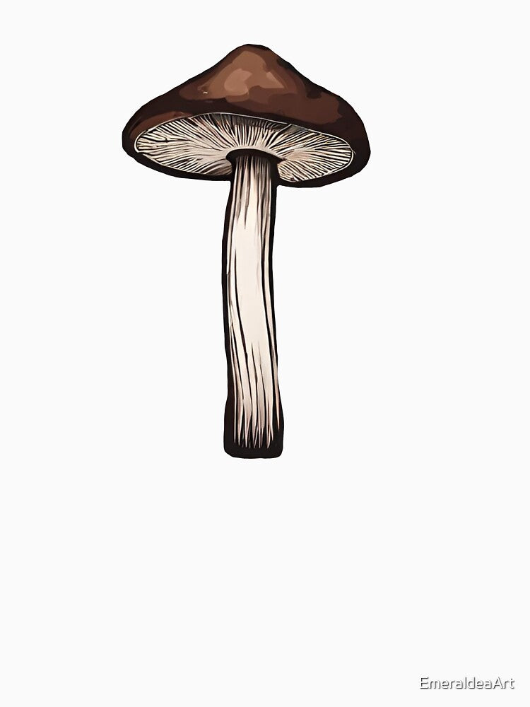 Cocoa Brown Mushroom Watercolor Magic by EmeraldeaArt