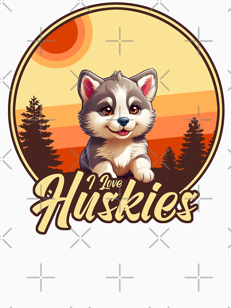 I Love Huskies - Vintage Sunset Design - Siberian Husky Lover by brindled