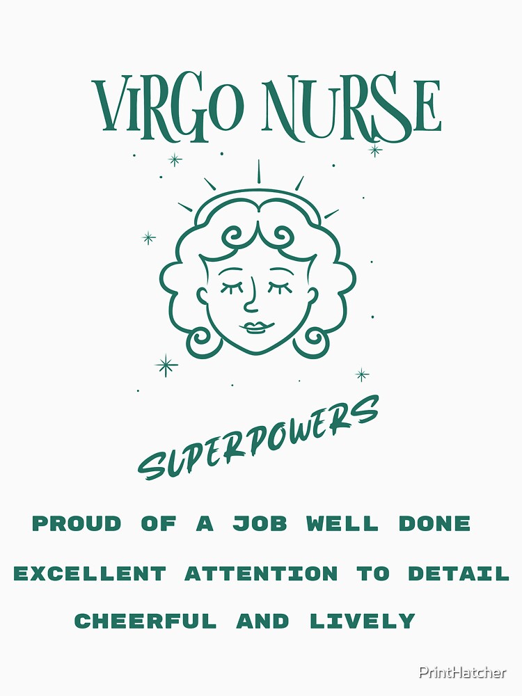 Virgo Nurse Superpowers Zodiac Green Line Drawing by PrintHatcher
