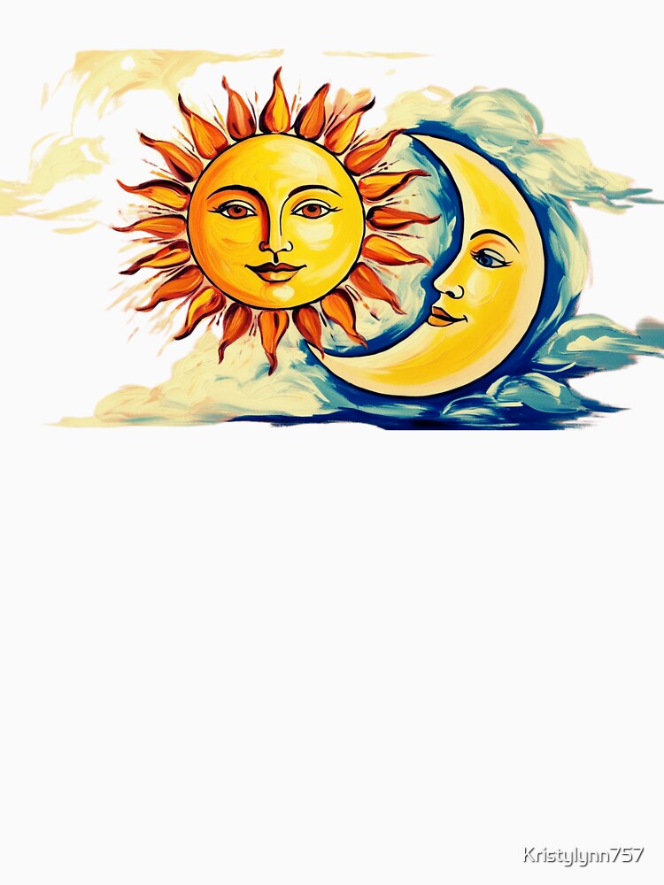 Sun and Moon Faces – Vibrant Celestial Pop Art Illustration by Kristylynn757