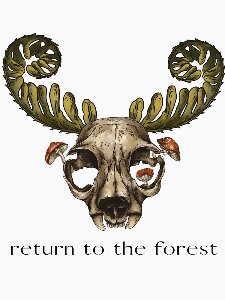 Return to the forest - antler skull mushroom graphic by halesyeahhh