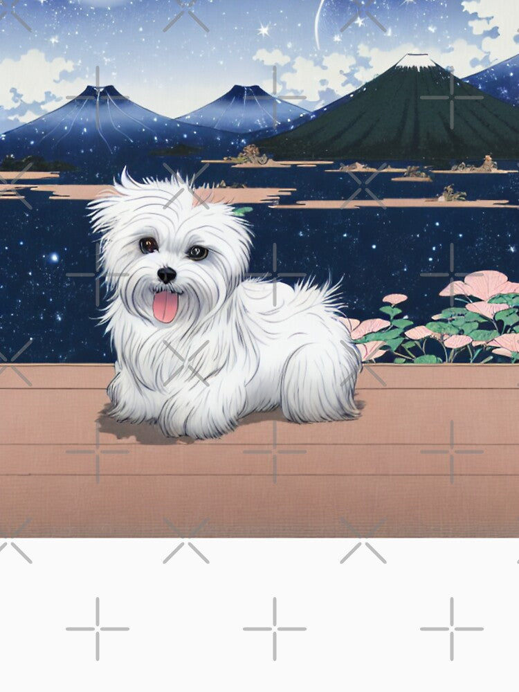 Cute Shih Tzu Maltese Dog Puppy at Japanese Mounts of Fuji by FociCreate