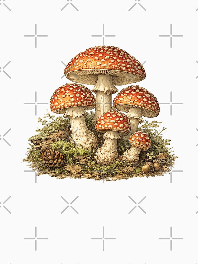 Vintage Mushroom Botanical - Cottagecore Nature by Bratak